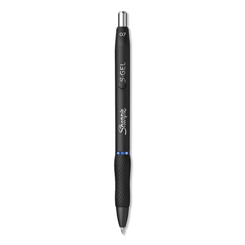 Image of Sharpie® S-Gel S-Gel High-Performance Gel Pen, Retractable, Medium 0.7 Mm, Blue Ink, Black Barrel, Dozen