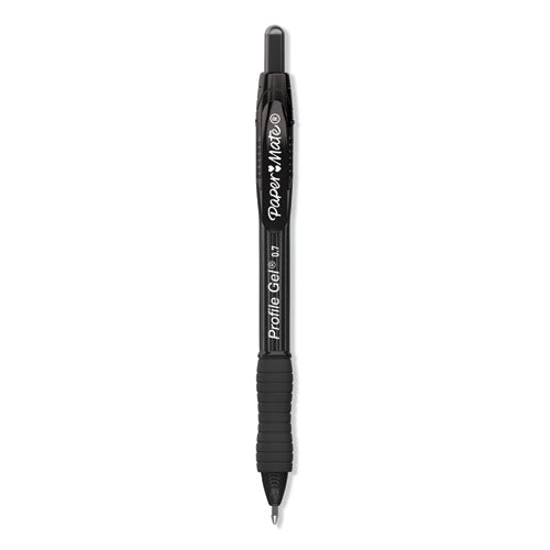 Image of Paper Mate® Profile Gel Pen, Retractable, Medium 0.7 Mm, Black Ink, Translucent Black Barrel, 36/pack