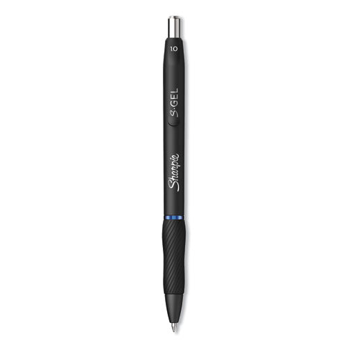 Image of Sharpie® S-Gel S-Gel High-Performance Gel Pen, Retractable, Bold 1 Mm, Blue Ink, Black Barrel, Dozen