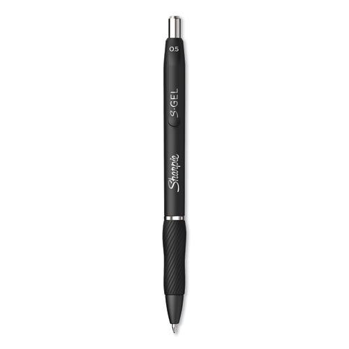 Image of Sharpie® S-Gel S-Gel High-Performance Gel Pen, Retractable, Fine 0.5 Mm, Black Ink, Black Barrel, Dozen