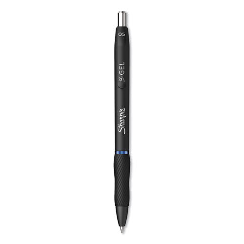 Image of Sharpie® S-Gel S-Gel High-Performance Gel Pen, Retractable, Fine 0.5 Mm, Blue Ink, Black Barrel, Dozen