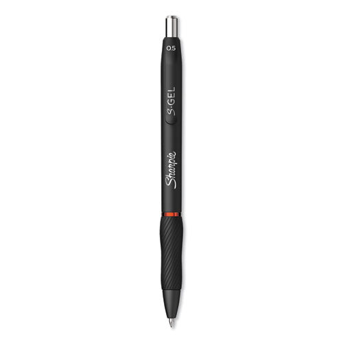 Image of Sharpie® S-Gel S-Gel High-Performance Gel Pen, Retractable, Fine 0.5 Mm, Red Ink, Black Barrel, Dozen