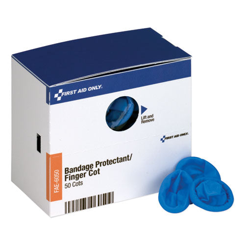 Image of First Aid Only Smartcompliance Refill Finger Cots, Blue, Nitrile, 50/box