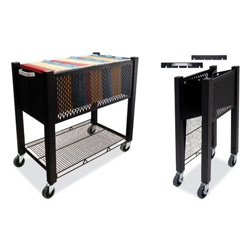 Image of Vertiflex® InstaCart File Cart, Metal, 1 Shelf, 1 Bin, 14.25" x 28.5" x 27.75", Black