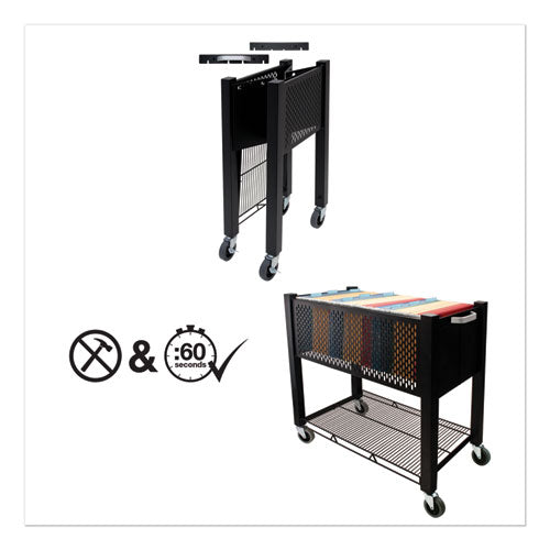Image of Vertiflex® InstaCart File Cart, Metal, 1 Shelf, 1 Bin, 14.25" x 28.5" x 27.75", Black