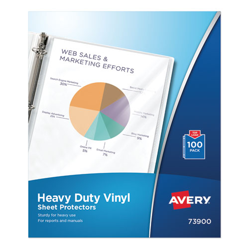 Image of Avery® Top-Load Vinyl Sheet Protectors, Heavy Gauge, Letter, Clear, 100/box