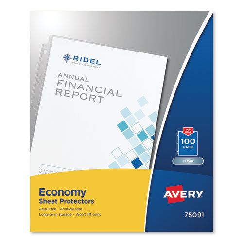 Image of Avery® Top-Load Sheet Protector, Economy Gauge, Letter, Clear, 100/box