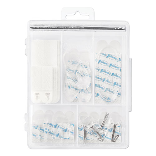 Image of Command Clear Hooks and Strips, Assorted Sizes, Plastic, 0.05 lb; 2 lb; 4-16 lb Capacities, 16 Picture Strips/15 Hooks/22 Strips/Pack