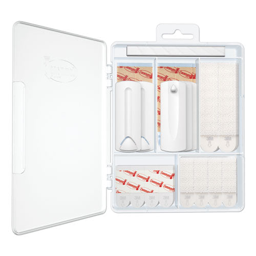 Image of Command Picture Hanging Kit, Assorted Sizes, Plastic, White/Clear, 1 lb; 4 lb; 5 lb Capacities 38 Pieces/Pack