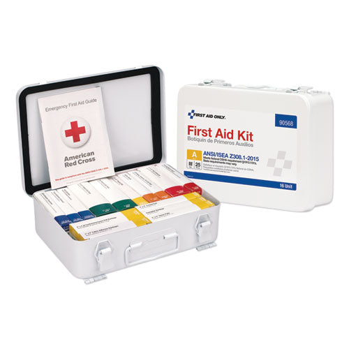Image of First Aid Only Unitized Ansi Compliant Class A Type Iii First Aid Kit For 25 People, 84 Pieces, Metal Case