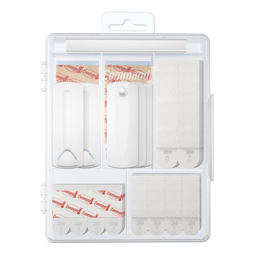 Image of Command Picture Hanging Kit, Assorted Sizes, Plastic, White/Clear, 1 lb; 4 lb; 5 lb Capacities 38 Pieces/Pack