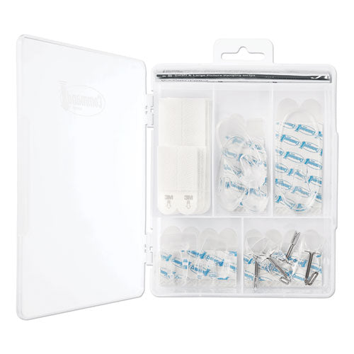 Image of Command Clear Hooks and Strips, Assorted Sizes, Plastic, 0.05 lb; 2 lb; 4-16 lb Capacities, 16 Picture Strips/15 Hooks/22 Strips/Pack