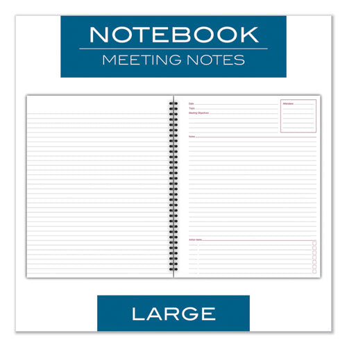 Image of Cambridge® Wirebound Guided Business Notebook, Meeting Note Format, Dark Gray Linen Cover, (80) 11 x 8.25 Sheets