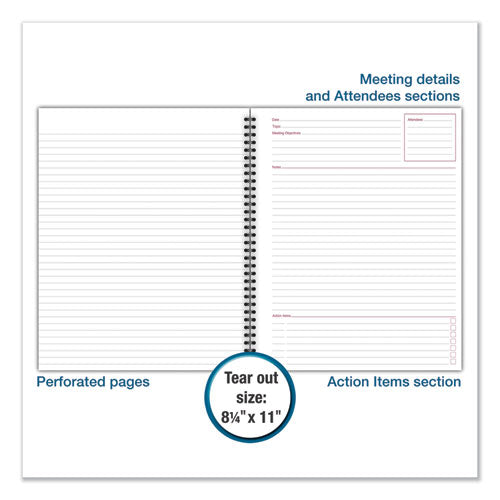 Image of Cambridge® Wirebound Guided Business Notebook, Meeting Note Format, Dark Gray Linen Cover, (80) 11 x 8.25 Sheets