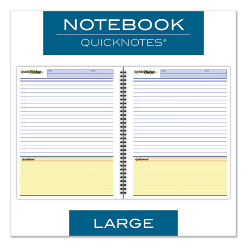 Image of Cambridge® Wirebound Guided Business Notebook, QuickNotes List-Management Format, Dark Gray Linen Cover, (80) 11 x 8.5 Sheets