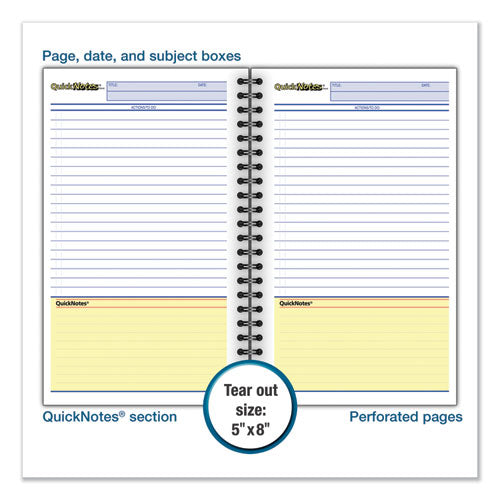 Image of Cambridge® Wirebound Guided Business Notebook, QuickNotes List-Management Format, Dark Gray Linen Cover, (80) 8 x 5 Sheets