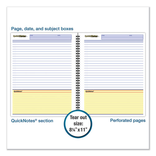 Image of Cambridge® Wirebound Guided Business Notebook, QuickNotes List-Management Format, Dark Gray Linen Cover, (80) 11 x 8.5 Sheets