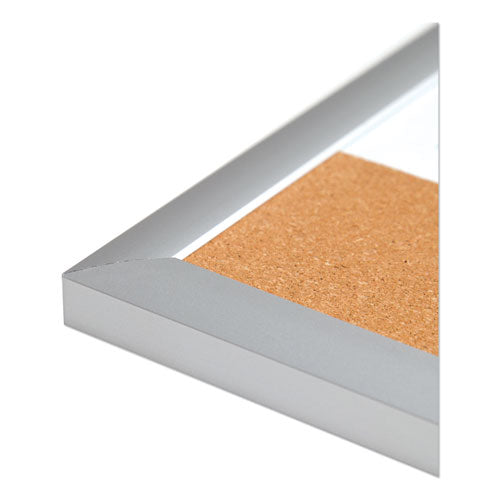 Image of U Brands 4N1 Magnetic Dry Erase Combo Board, Week/Month Planning, 24 x 18 (Actual Size: 23 x 17), Tan/WH Surface, Satin Aluminum Frame