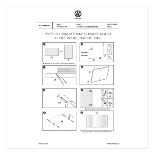 Image of U Brands 4N1 Magnetic Dry Erase Combo Board, Week/Month Planning, 24 x 18 (Actual Size: 23 x 17), Tan/WH Surface, Satin Aluminum Frame