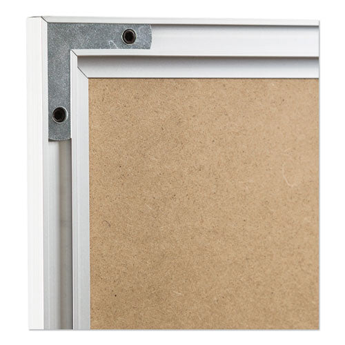 Image of U Brands 4N1 Magnetic Dry Erase Combo Board, Week/Month Planning, 24 x 18 (Actual Size: 23 x 17), Tan/WH Surface, Satin Aluminum Frame