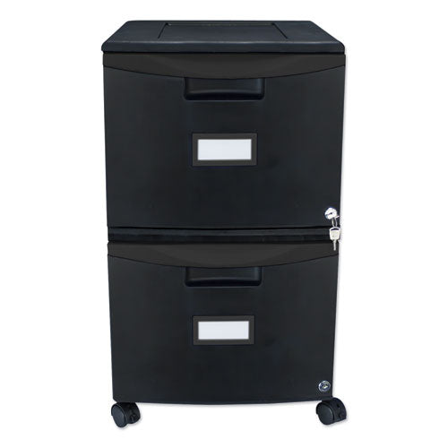 Image of Storex Two-Drawer Mobile Filing Cabinet, 2 Legal/letter-Size File Drawers, Black, 14.75" X 18.25" X 26"