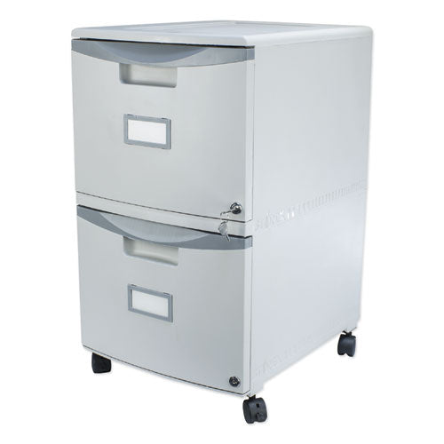 Image of Storex Two-Drawer Mobile Filing Cabinet, 2 Legal/letter-Size File Drawers, Gray, 14.75" X 18.25" X 26"