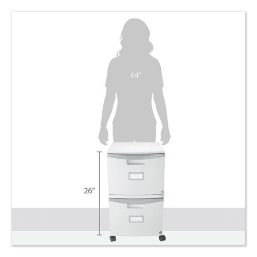 Image of Storex Two-Drawer Mobile Filing Cabinet, 2 Legal/letter-Size File Drawers, Gray, 14.75" X 18.25" X 26"