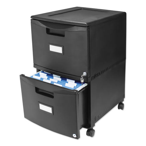 Image of Storex Two-Drawer Mobile Filing Cabinet, 2 Legal/letter-Size File Drawers, Black, 14.75" X 18.25" X 26"