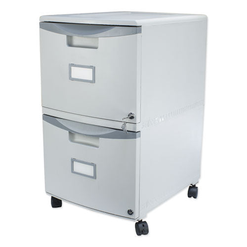 Image of Storex Two-Drawer Mobile Filing Cabinet, 2 Legal/letter-Size File Drawers, Gray, 14.75" X 18.25" X 26"