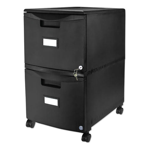 Image of Storex Two-Drawer Mobile Filing Cabinet, 2 Legal/letter-Size File Drawers, Black, 14.75" X 18.25" X 26"