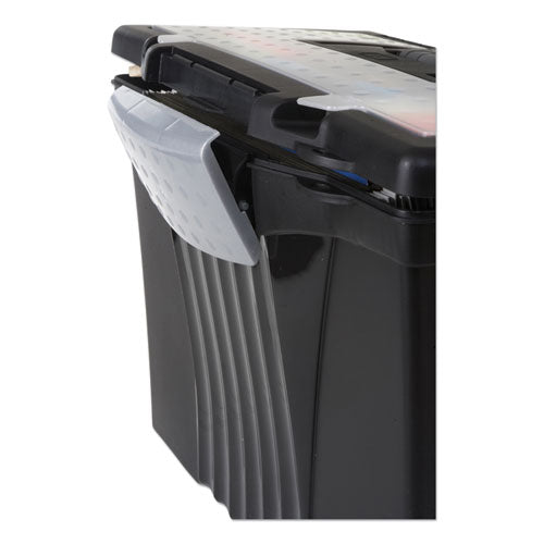 Image of Storex Portable Letter/legal Filebox With Organizer Lid, Letter/legal Files, 14.5" X 10.5" X 12", Black