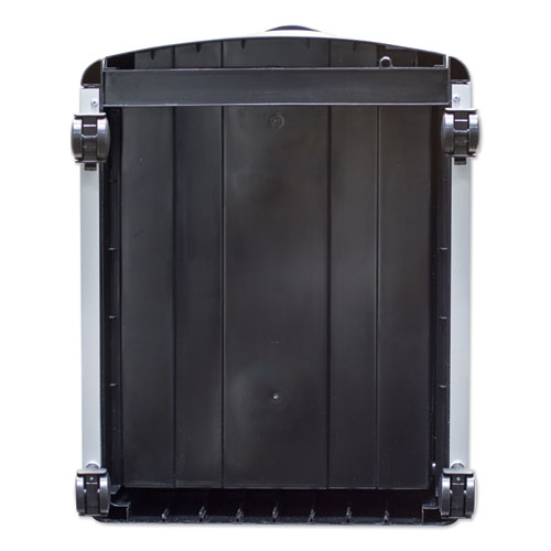 Image of Storex Mobile Filing Cabinet With Metal Siding And Top-Drawer Organizer Tray, 2 Letter File Drawers, Silver/black, 19" X 15" X 23"