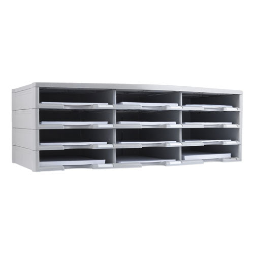 Image of Storex Storex Literature Organizer, 12 Compartments, 10.63 x 13.3 x 31.4, Gray
