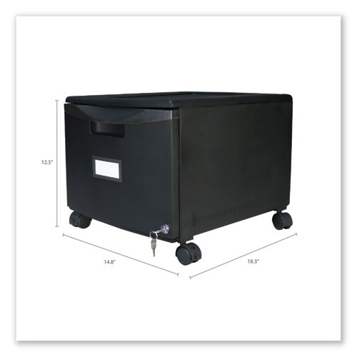 Image of Storex Single-Drawer Mobile Filing Cabinet, 1 Legal/letter-Size File Drawer, Black, 14.75" X 18.25" X 12.75"