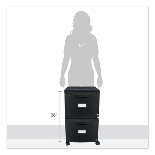 Image of Storex Two-Drawer Mobile Filing Cabinet, 2 Legal/letter-Size File Drawers, Black, 14.75" X 18.25" X 26"