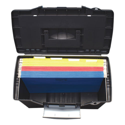 Image of Storex Portable Letter/legal Filebox With Organizer Lid, Letter/legal Files, 14.5" X 10.5" X 12", Black