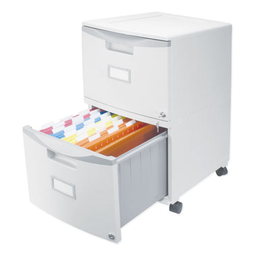 Image of Storex Two-Drawer Mobile Filing Cabinet, 2 Legal/letter-Size File Drawers, Gray, 14.75" X 18.25" X 26"