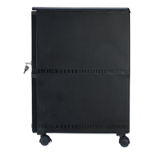 Image of Storex Two-Drawer Mobile Filing Cabinet, 2 Legal/letter-Size File Drawers, Black, 14.75" X 18.25" X 26"