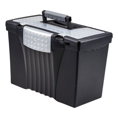 Image of Storex Portable Letter/legal Filebox With Organizer Lid, Letter/legal Files, 14.5" X 10.5" X 12", Black