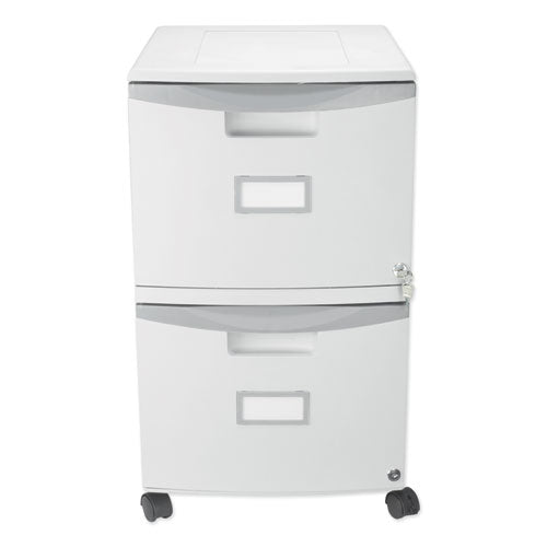 Image of Storex Two-Drawer Mobile Filing Cabinet, 2 Legal/letter-Size File Drawers, Gray, 14.75" X 18.25" X 26"