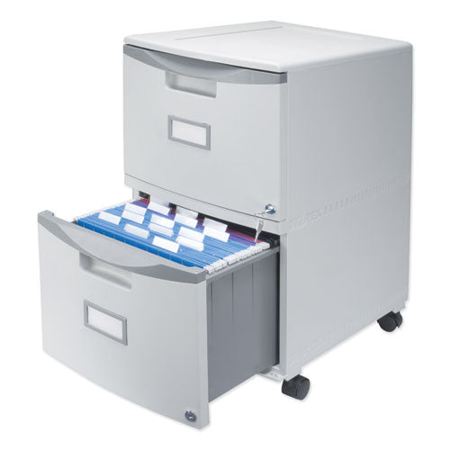 Image of Storex Two-Drawer Mobile Filing Cabinet, 2 Legal/letter-Size File Drawers, Gray, 14.75" X 18.25" X 26"