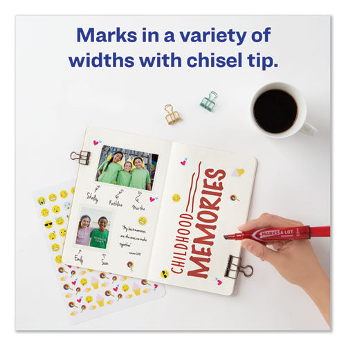 Image of Avery® Marks A Lot Regular Desk-Style Permanent Marker, Broad Chisel Tip, Red, Dozen (7887)