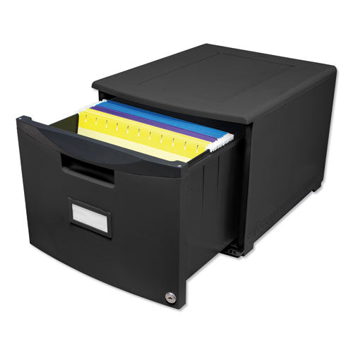 Image of Storex Single-Drawer Mobile Filing Cabinet, 1 Legal/letter-Size File Drawer, Black, 14.75" X 18.25" X 12.75"