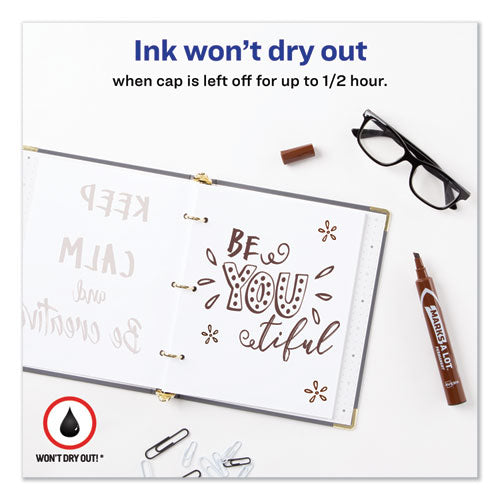 Image of Avery® Marks A Lot Large Desk-Style Permanent Marker, Broad Chisel Tip, Brown, Dozen (8881)