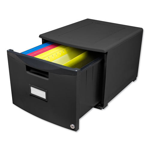 Image of Storex Single-Drawer Mobile Filing Cabinet, 1 Legal/letter-Size File Drawer, Black, 14.75" X 18.25" X 12.75"