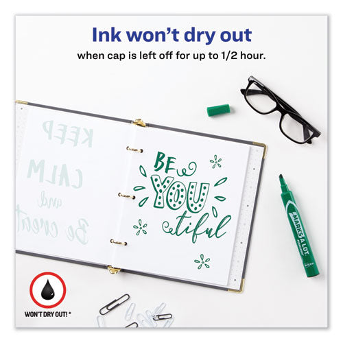 Image of Avery® Marks A Lot Large Desk-Style Permanent Marker, Broad Chisel Tip, Green, Dozen (8885)