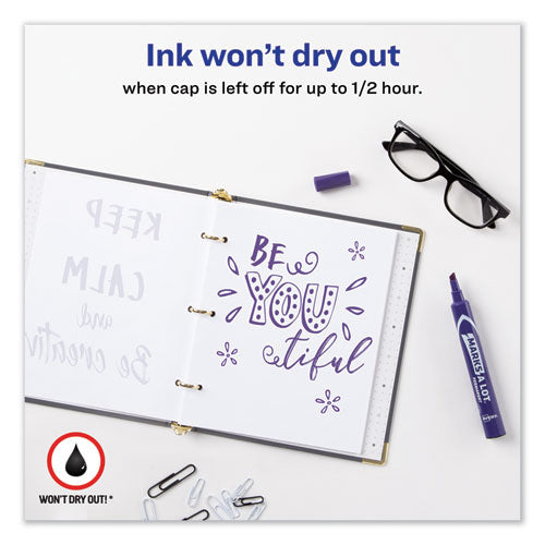 Image of Avery® Marks A Lot Large Desk-Style Permanent Marker, Broad Chisel Tip, Purple, Dozen (8884)
