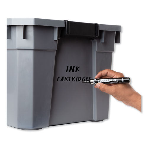 Image of Avery® Marks A Lot Large Desk-Style Permanent Marker With Metal Pocket Clip, Broad Bullet Tip, Black, Dozen (24878)
