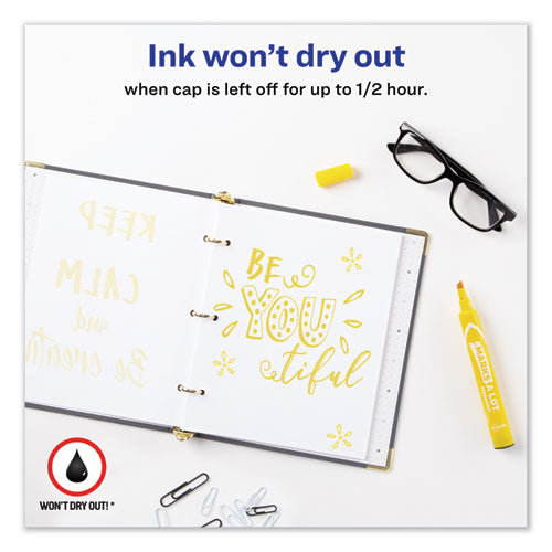 Image of Avery® Marks A Lot Large Desk-Style Permanent Marker, Broad Chisel Tip, Yellow, Dozen (8882)