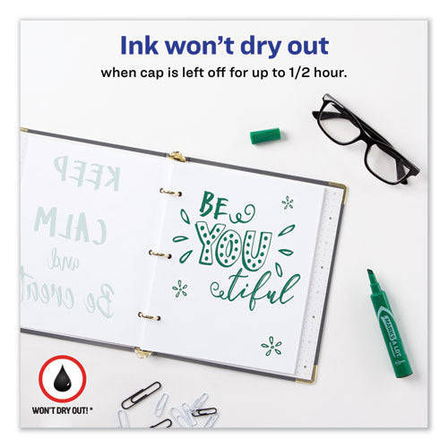 Image of Avery® Marks A Lot Regular Desk-Style Permanent Marker, Broad Chisel Tip, Green, Dozen (7885)